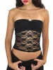 Kvinnors tankar 2024 Mesh Lace Bandeau stropplös Mini Rose Decor Slim Tubs Show Navel Summer Crop