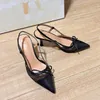 Designer Women Pumps High Heels Pointy Bow Mesh Sexy Sandals Luxury mode Slingback Classic Kitten Heel Hoge Single Shoes Dh