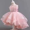 Kız Elbiseleri 8318 Kızlar Resmi Akşam İzli Elbise Pengpeng etek kolsuz prenses kabarık kek yemeği performansı dans yeni ürün T240509