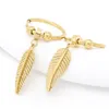 Boucles d'oreilles en peluche en acier inoxydable Gold Color Feuilles pour femmes Piercing Piercing Emboucle Plume Pendre bijoux Gift
