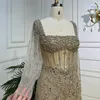 Partykleider Serene Hill Caramel Mermaid Perlen mit Rock Luxus arabischer Abend Prom Kleider für Frauen Hochzeit 2024 LA72014