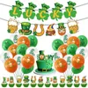 Decoração de festa Patrick's Day Set Clover Lucky for Banner Gnome Balloons Cake Toppers Ornamentos