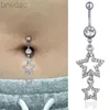 Anneaux de nombril New Star Boully Butly Rings Long Sangled Bar Belly Navel Piercing Anneau Shinny Crystal charmant Oreja Body Bijoux Accessoires D240509