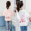 T-Shirts 2023 Südkoreanische Sommerkinderkinder Kurzärmele Top Youth Girls Kleidung Junior Girls Cotton Pullover Jugend Mädchen O-Neck T-Shirtl240509