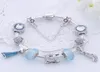 Bracelets en vente en gros de 925 argent pour femmes Bracelet Bracelet Blue Crystal Beads Bracelet Saint-Valentin Gift7907148