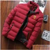 Mens Jackets Euro Club RC Lens Nieuwe herfst en winter Modeabele afdrukken katoen-gepadde kleurblok Zipper slanke design jas jas druppel dhd5d