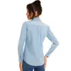 Blouses feminina Armilhas de rua azul claro Camisetas finas de jeans 2024 Spring Sleeve Long Ladies Tops Roupas