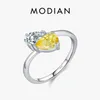 Cluster anneaux Modian 925 Serling Silver Simple Oval Ring Prong Setting Bicolor Water Drop Shape Cz for Women Party Fine Jewelry Cadeau