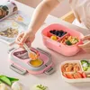 Lunch Boxes Bags Portable Lunch Box Compartment Wheat Straw Bento Carrying Handle Box Reusable Tableware Containers Meal Snack Food Containers
