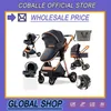 Strollers# Baby Cars 3 in 1 Stroller Royal Luxury High Landscape Folding Kinderwagen Pram Baby Carriage Portable Travel Baby Carriage T240509