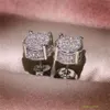 Choucong hip hop stud örhänge vintage jelry sterling sier gul guldfyllning pave vit safir cz diamant glittrande kvinnor män örhängen för älskare gåva