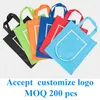 Aufbewahrungstaschen 20 PCs Ankunft Nicht gewebter Beutel Einkaufsbeutel ECO -Werbe Recyle Tote benutzerdefinierte gedruckte Logo machen