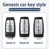 Car clés de voiture en alliage zinc Cowhide Car clés Remote Key Case FOB pour Hyundai Genesis G80 GV70 GV80 2019 2020 2021 2022 TPU 4/6/8 Button Accessoires T240509