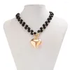 Hänge halsband söta coola Instagram -stil svart kristallhjärtaformad halsband Kvinnors enkla långa handgjorda tillbehör