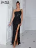 Lässige Kleider Adyce 2024 Sommer One Schulter für Frauen elegante Pailletten Promi -Abendparty sexy Maxi Black Bodycon Vestidos