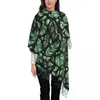 Sjaals dame sjaals soft soft monstera blad groot met kwastgroen en zwarte casual sjaals wikkel winter aangepaste fout