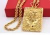 Big Lion Pattern Pendant Rope Chain Halsband 18K Gul guldfylld massivt mens smycken Hip Hop Style7287958