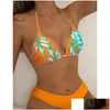 Swim Wear 2023 Nowy 3 -częściowy bikini zestaw strojów kąpielowych wysokiej talii kobiety długie rękawy er w górę nadruk halte ggitys kanały Burburness Luis Louies OTPB5