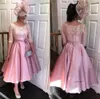 Setwell Chic Tea Länge kurze A-Linie-Mutter der Brautkleider mit halben Ärmeln Spitze Abendkleider formelle Hochzeitsgastkleid 0509