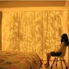 Julbelysning LED Fairy String Curtain 8 Mode Remote USB Festoon Decor for Home Holiday Year Lamp 240508