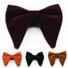 Bow Ties Fashion Velvet Big Bowties For Women Mens Groom Wedding Tie Skinny Solid Color Gravatas Slim Black Cravat Accessories 254p