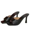 Slippers 2024 Summer Wine Glass Heel Sandals Square Head Fashion Ladies 42 Plus Size High Heels Women's Simple Stiletto
