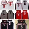 Zszyte NCAA Georgia Bulldogs Anthony 5 Edwards Basketball Jerseys College #5 Czerwony biały szary koszulki Mężczyźni S-2xl