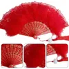 Produkte im chinesischen Stil klassische Nostalgie Spitze Federlüfter falten faltbar weiche flauschige Hand Held Chinese Style Fan Cosplay Requisiten Home Dekoration Neue 1pc