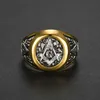 Freemason Mark Ag Ring Street Trend Gold Freemason White Cubic Anneau en acier inoxydable