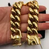 Luxury Miami Curb Chain Cuban Women Bracelets Dragon Casting Clasp Blangle Bangle Hip Hop Trendy 18K Gold Gold Men Gioielli 240507