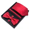 63 style krawat chusteczka mankiet mankiet bowtie zestaw z pudełkiem prezent dla mężczyzn krawat wakacyjny Paisley Drukuj biuro ślubne Accessori 240111