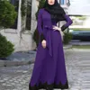 Roupas étnicas 5 cores elegantes abaya dubai maxi kaftan jilbab feminino de renda muçulmana longa vestido islâmico árabe com retalhos de cinto