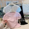 T-Shirts Baby Girl Kurzärmeled T-Shirt Childrens Solid Top Childrens Button Up Shirt 2024 Sommer Kinderkleidung Chinesische Stylel2405