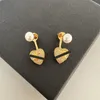 Populärt nytt lyxdesignermärke Celi Stud Pearl Earrings Women For Round Crystal Water Diamond Gold Plated Jewelry Earrings Party Engagement Wedding Present