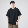 Magliette da uomo estate cotone a maniche corta marca di moda semplice maschi decorativi in stile coreano sciolto