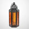 Ljushållare Marocko Style smidesjärn Hängande hållare Dekorativ stormlantern Desktop Ornament (Blue)