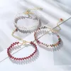 Charm Bracelets Elegant Forest Style Bracelet For Women Fashion Jewelry With Handwoven Pomegranate Amethyst And Moonstone Bangle Drop Ot3Bj