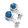 Cuff Links Fashion Global Earth Cufflinks Blue Spinning Ball Earth World Map Cufflinks Mens Christmas Gift Cufflinks Jewels Q240508