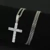 Hip Hop Cross Diamonds Pendants Colliers pour hommes Femmes Collier Gift Bijoux Gold Cople Copper Zircons Cuban Link Chain