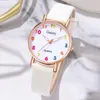 Wristwatches Gaiety 5PCS/Set Women White Wristwatch Casual Round Pointer Quartz Watch Simulation Pu Leather Jewelry Set Gift For Her
