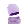 2PcsLot Baby Scarves Cap Set Warm Cotton Boy Girl Child Soild Unisex born Snood Scarf Hat For Infant Clothes Accessories 240430