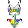 Women's Swimwear Sexy Bikini Set Women Cartoon Skulls Print Swimsuit Bones Pattern Swim Surf 2 Pieces Elegant Bathing Suit