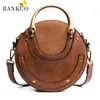 Sacs à bandouliers Bankuo Rivet Women's Bag 2024 PU Vintage pour femmes Zipper Crossbody Couture Fitre solide C364