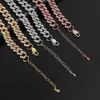 Anneaux de bande Hoyon Iced Out Miami Hiphop Hiphop Anklet Diamond Cuban Chain S925 Silver Gold Color 9mm Zircon Designer Bracelet Buckle Ankle Chain J240508