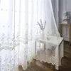 Embroidery Sheer Tulle Curtains for Living Room Transparent White Voile Curtain Window Drape Custom Size 240422