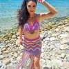 Tweedelige kleding Rainbow Breat Beach Sets Women Fashion Wave Crop Top en Tassel Rok Outfits Summer Seksy Backless Holiday 2 -delige set 2024 Y240508
