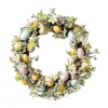 Couronnes Round Pâques Couronne avec œufs pastel Porte d'entrée suspendue Prendants Spring Fenêtre Artificiel Fleur Garland pour la célébration Décor