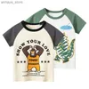 T-shirt 2024 T-shirt arancione estate ragazzi t-shirt a maniche corta Abbigliamento per bambini Dinosauri Top Shippingl2405