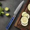 Couteau utilitaire de cuisine 5 pouces damas acier complet Tang Paring Couteau Cuisine Cuisine Couteau Couper épluchage Céliquer les légumes de fruits