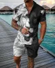 Spares de canciones para hombres Lion and Tiger Graphics 3D impresión para hombres Sweatsuit Sweet Sweet Trend Summer Zipper Polo Camiseta + Shorts 2pcs Conjuntos de moda Casual Strtwear T240507
